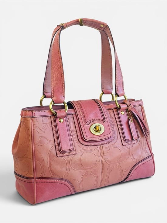 Coach Handbags - Coach Rare Rose Pink Y2K Embossed Hampton Shoulder Bag